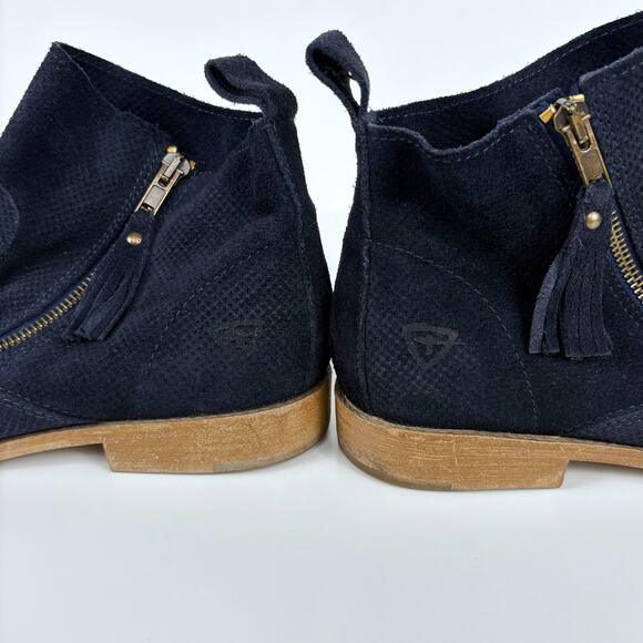 Tamaris Cigarra Blue Suede Leather Ankle Boots Size 39 Minimalist Casual Classic - Picture 7 of 15